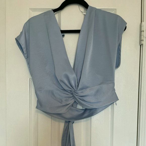 ZARA Knotted Satin Crop Top - Picture 1 of 7